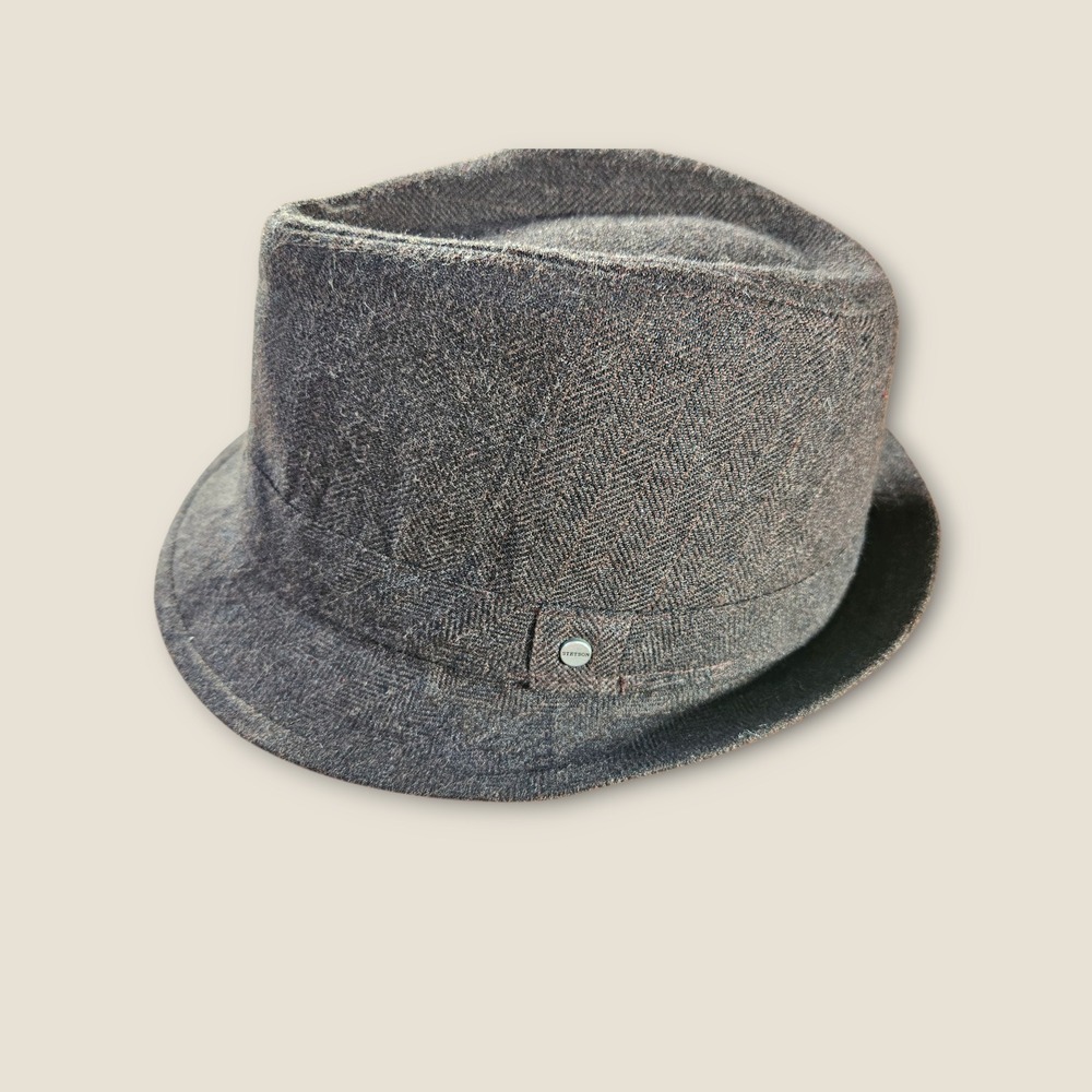 Stetson All American Herringbone Wool Blend Fedora Hat Mens Small‎ Medium